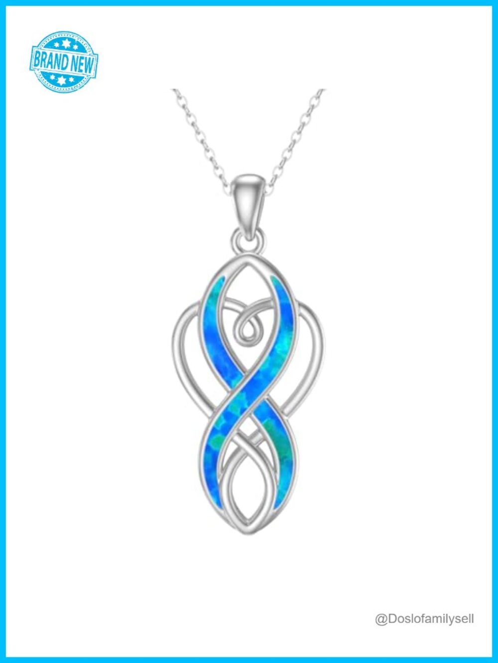 925 Sterling Silver Opal Celtic Knot Necklace Irish Pendant Jewelry Gift